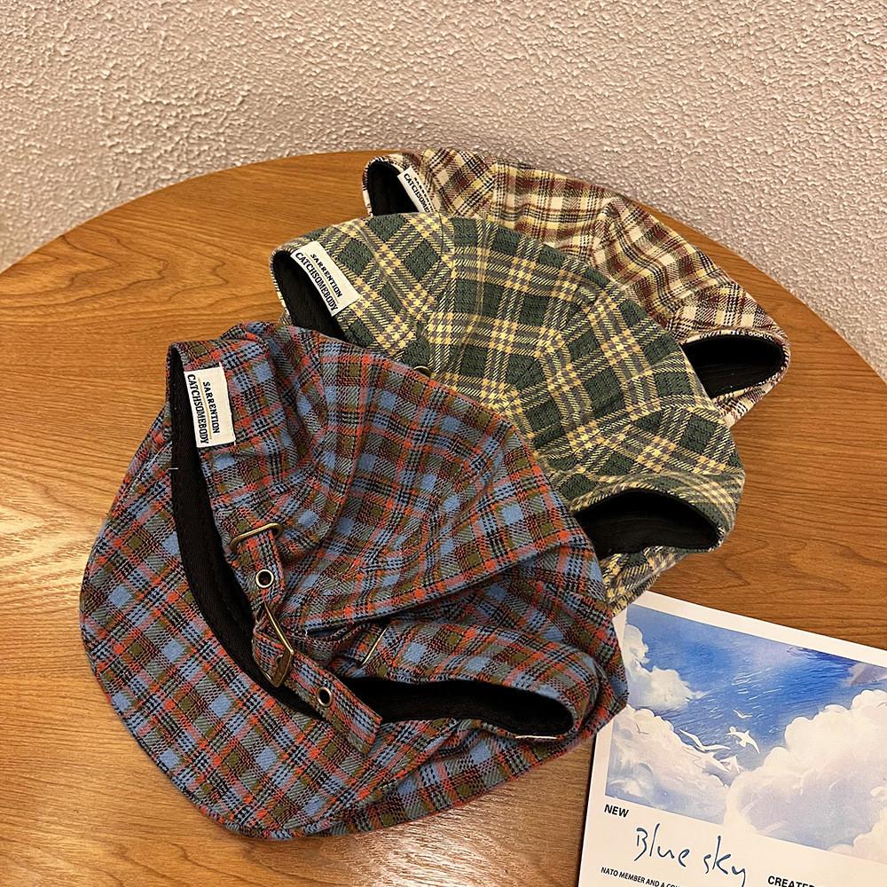 Trendy Retro Grid Print Newsboy Cap Windproof Warm Features Streetwear Casual