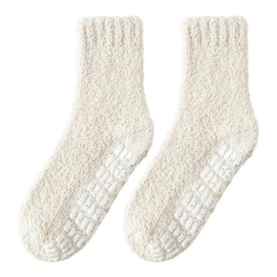 1 Pair Non-Slip Fuzzy Cozy Socks Super Soft Non-Fading Cold Protection Winter Warm Fluffy Sleep Socks for Women