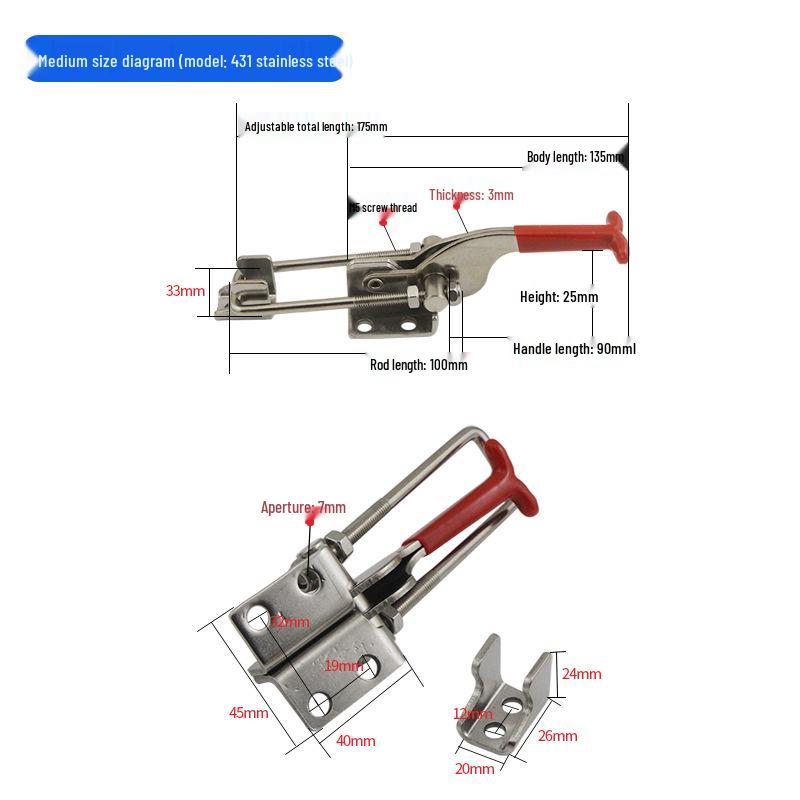 30 Stainless Steel Quick Release Adjustable Toggle Latch Lock Clip Box Buckle