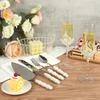 8 PCS Wedding Cake Knife and Champagne Flutes Server Set, Mr and Mrs Champagne Flutes with 2 Forks and 2 Spoons,Bride and Groom