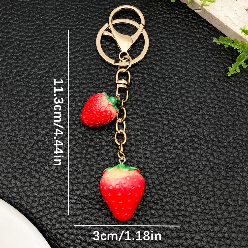 Ключница из смолы с красными фруктами, клубникой и листьями - Подвеска KC Gold