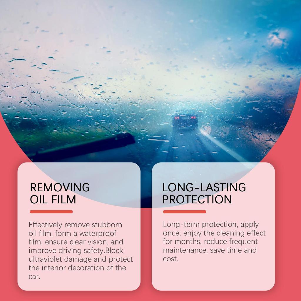 Homonth Car Glass Glossy Powerful Car Windshield Cleaner Oil Film Remover Car Window Glass Cleaner Removes Dirt Car Cleaning Brush