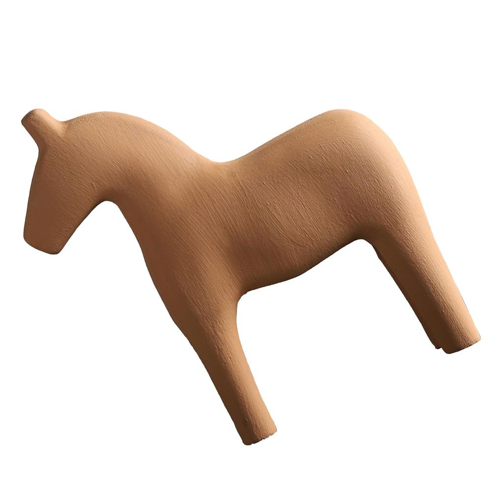Wooden Horse Figurine Sturdy Pinewood Hand Painted Simple Pure Color Horse Statue for Family Office Tabletop