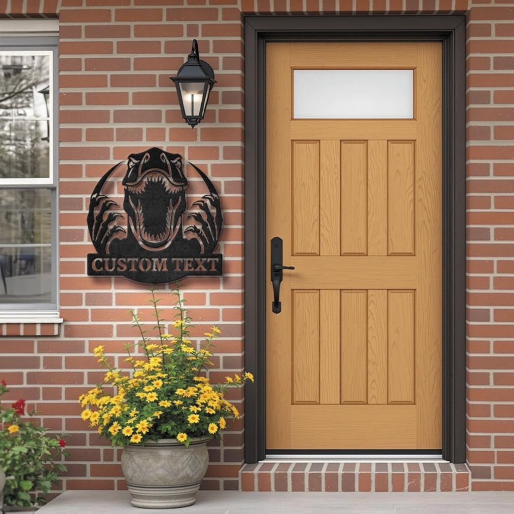 Personalized T-Rex Dinosaur Metal Sign Rustic Wall Art Home Office Man Cave Decor Durable Unique Gift