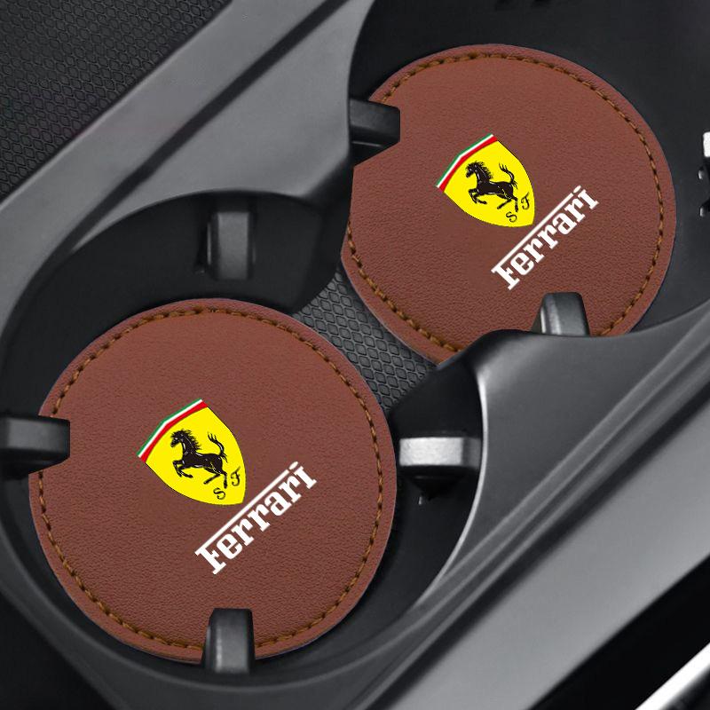 2PCS Car Styling Coaster Non-Slip Water Cup Mat Anti-Slip Pad For Ferrari 308 GT4 328 GTB GTS F355 360 Modena F430 458ltalia 488 ZX2