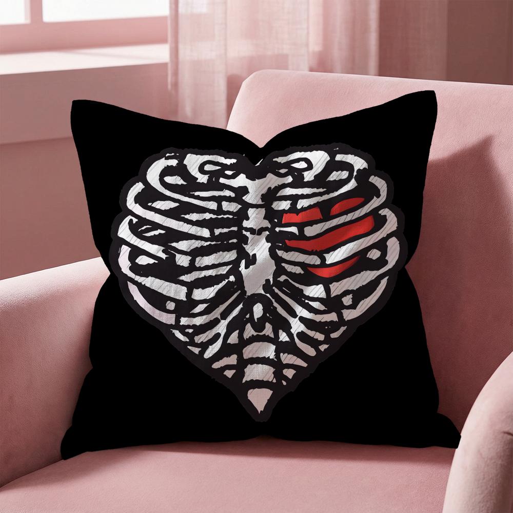 

Cool Skull Heart Cushion Cover Multi-Scene Pillow Cover for Home & Car - Reversible, Soft & Durable for Daily Use 30cmx30cm
