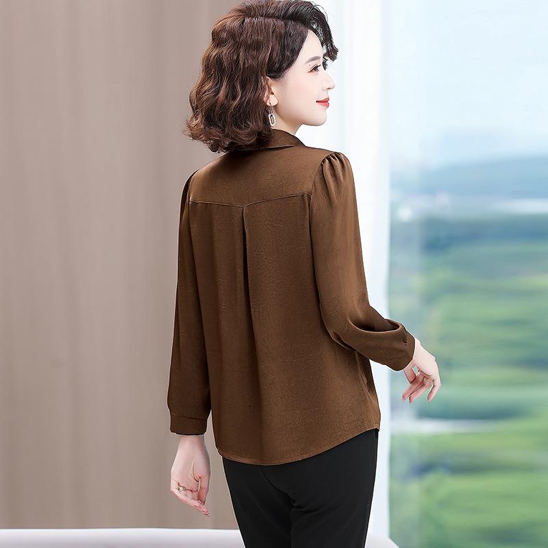 

Женская весенняя рубашка с длинным рукавом - Мода 2025 для женщин среднего и пожилого возраста XXL for 105-120 jin