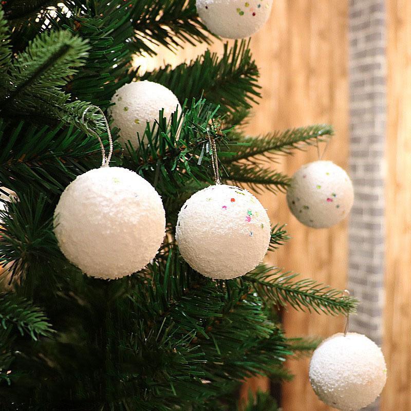 Christmas Tree DIY Hanging Ornaments White Snowballs Stars Bells Decoration Accessories for New Year Holiday Window Display