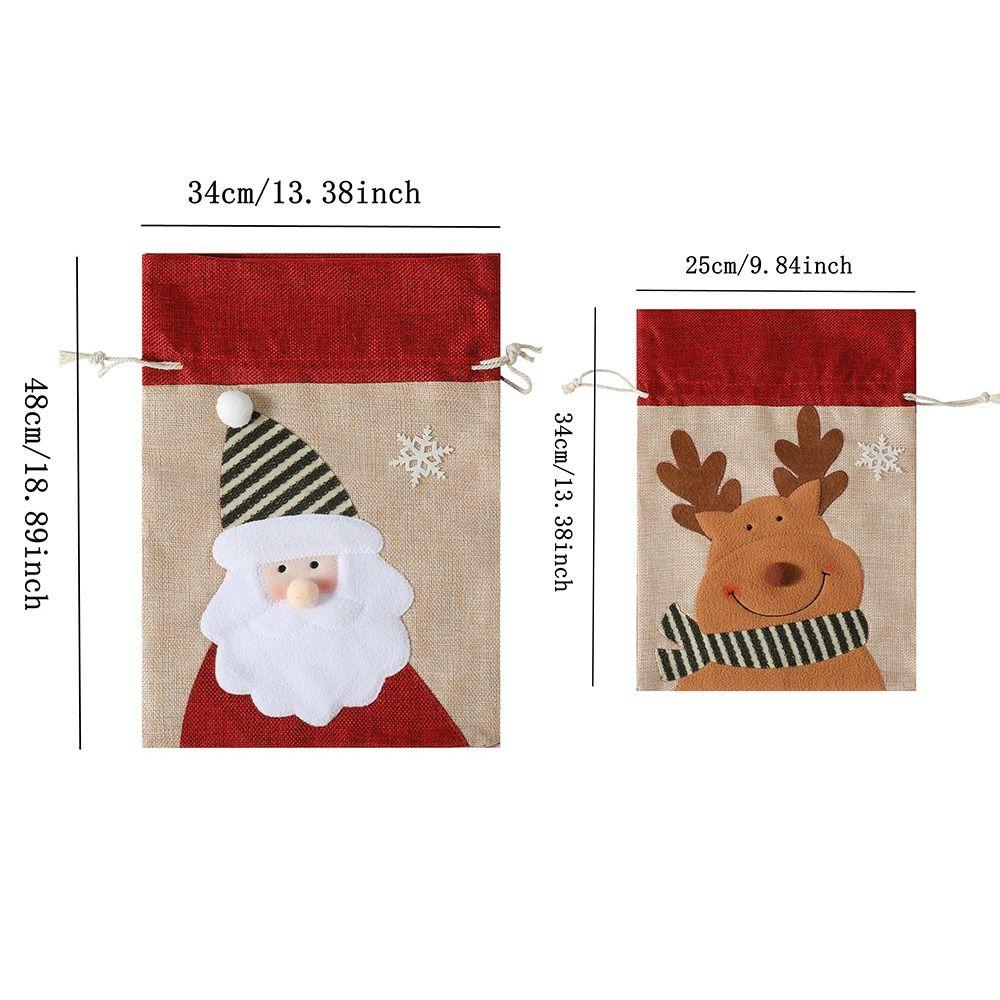 Cartoon Santa Snowman Deer Christmas Gift Bag Dimity Two Sizes Christmas Apple Bag Large Capacity Multicolor