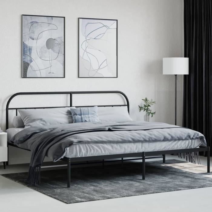 VidaXL Metal Bed Frame with Black Headboard 193x203 Cm 353641