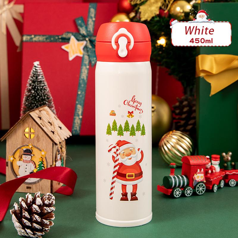Christmas Thermos Cup Cartoon Christmas Tree Stainless Steel Insulated Mug Outdoor Travel Coffee Cup Christmas Childrens Gift