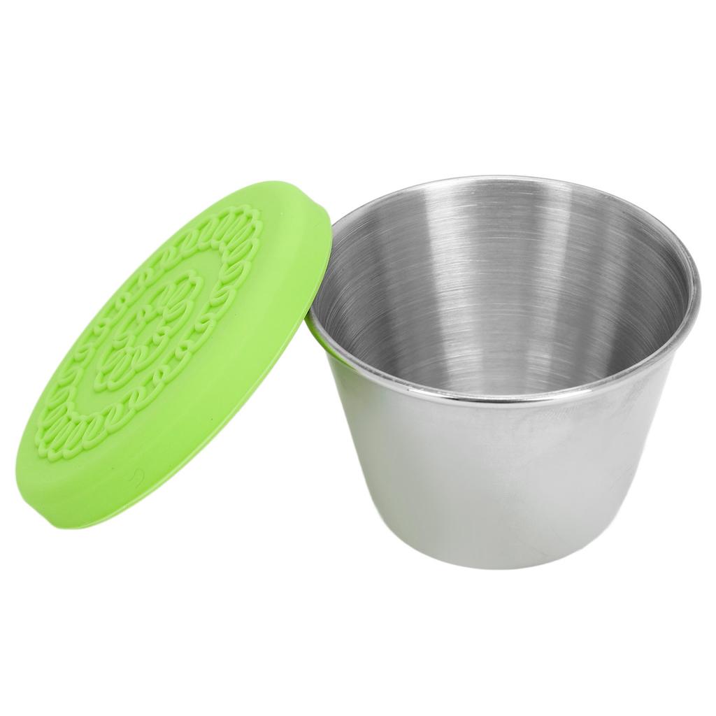 Beauty Salon Essential Oil Cup Stainless Steel Condiment Salad Dressing Container with Silicone Lid 70ml