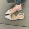 Gentle Fairy Wedge Heels Single Shoes 2025 New French Temperament Elegant Suede Pointed Head Shallow Mouth Rear Empty Commuter Shoes