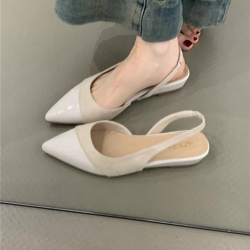 Gentle Fairy Wedge Heels Single Shoes 2025 New French Temperament Elegant Suede Pointed Head Shallow Mouth Rear Empty Commuter Shoes