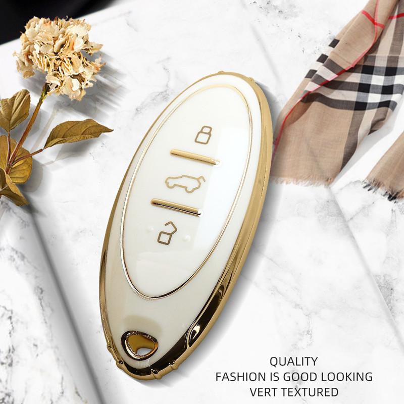 3 Buttons Luxurious Golden Edge Remote Car Key Case Full Cover For FAW Besturn T33 T77 T99 B70 T55 Keychain Auto