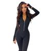 Tuta sportiva da donna a maniche lunghe, vestibilità aderente, con cerniera in metallo - Elegante abbigliamento autunnale/invernale