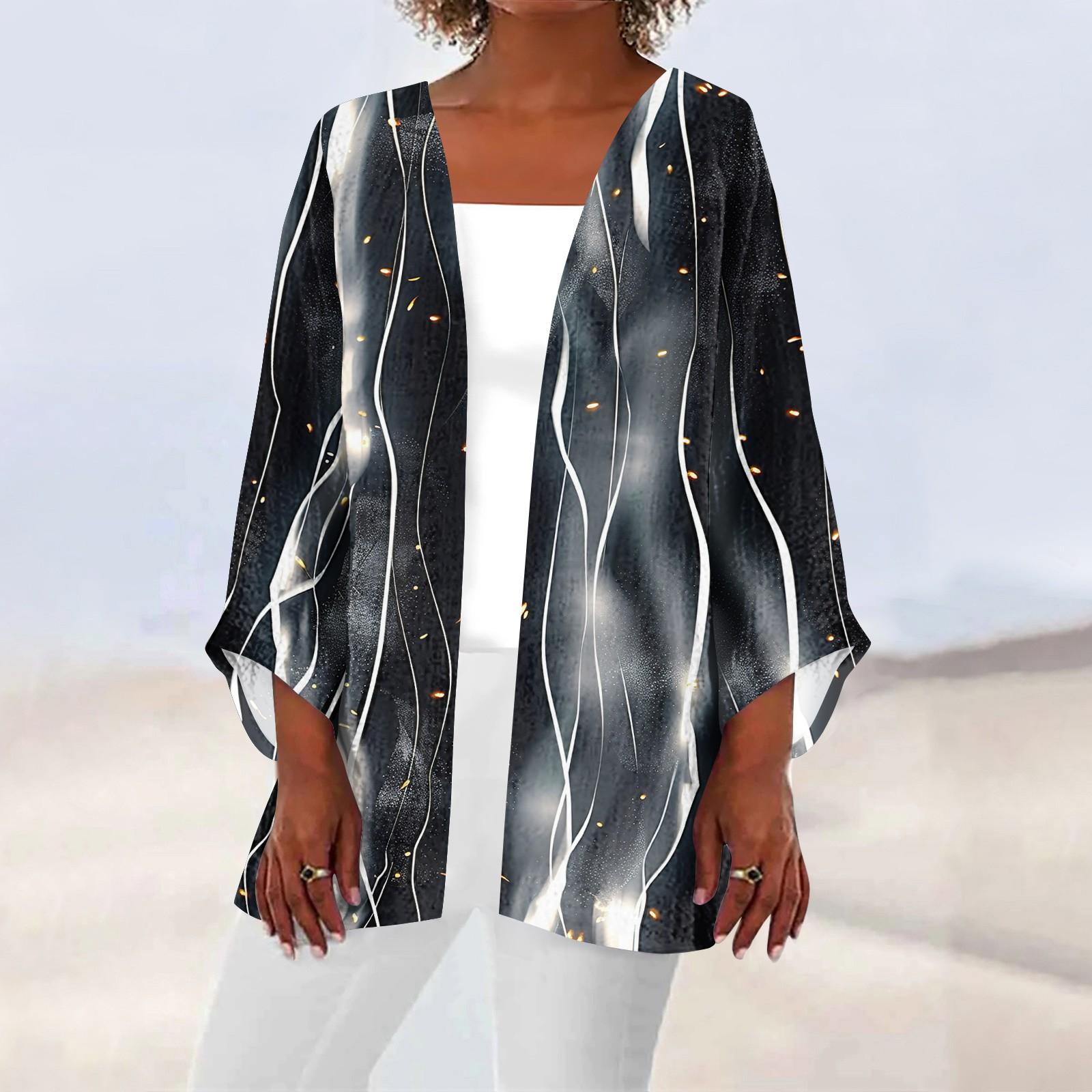 

Женская повседневная модная легкая куртка средней длины с принтом, кардиган XXXXXL чёрный