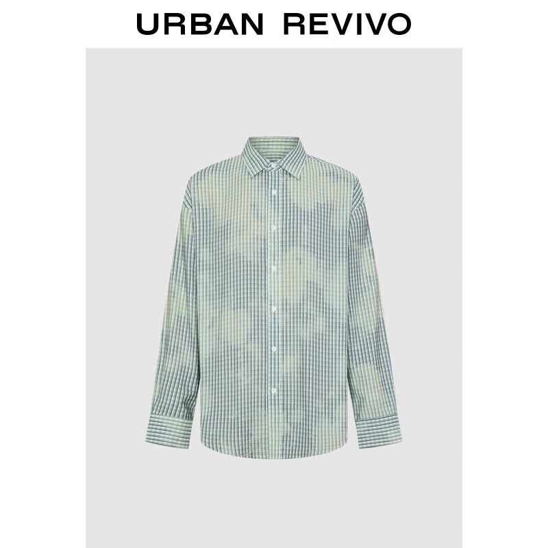 UR Men s 2025 Spring Color Block Plaid Long Sleeve Shirt XL