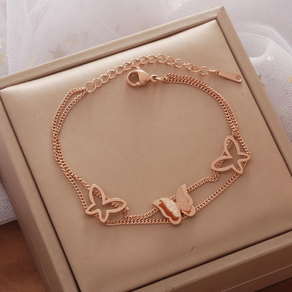 Ladies Titanium Steel Hollow Out Butterfly Bracelet Jewelry