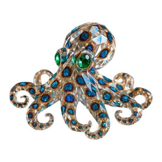 Blue-Ringed Octopus Figurine Animal Statue Realistic Looking Vivid Shape Octopus Resin Ornament Fish Tank Decoration