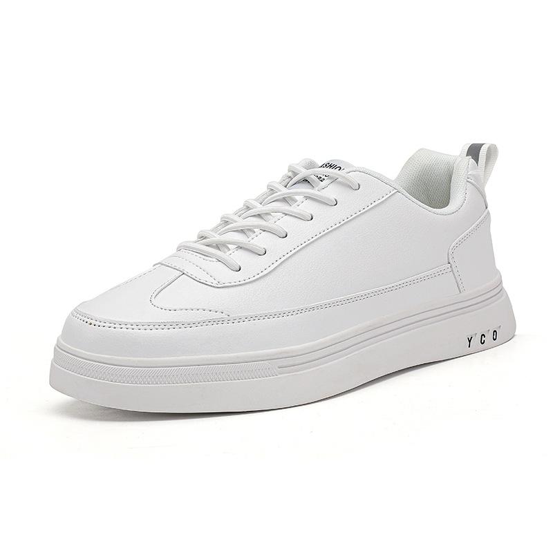 Large size men's shoes summer casual flat white shoes new breathable low top thick baseplate shoes youth fashion trendy shoes