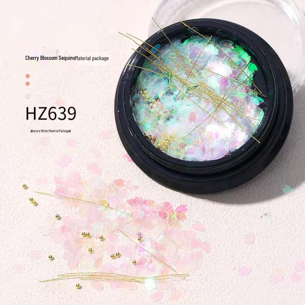 Cherry Blossom Nail Art Kit: Sequin Petals & Steel Beads