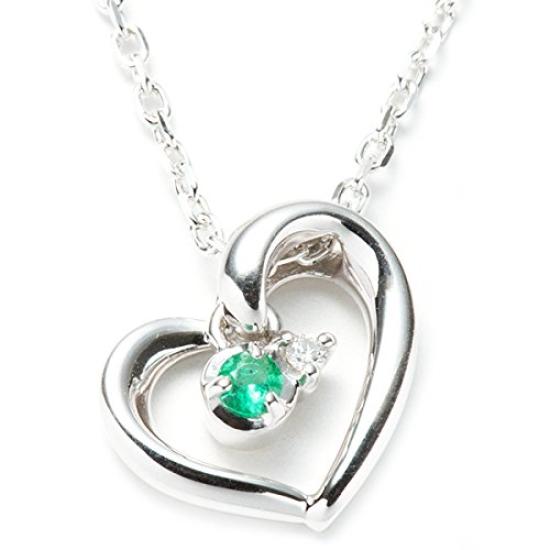 Wrapped Yondo Sea Halskette Anhänger Offenes Herz Geburtsstein 4C Mai Geburtsstein Smaragd 111614121811 [Set-Artikel] 4℃ Damen
