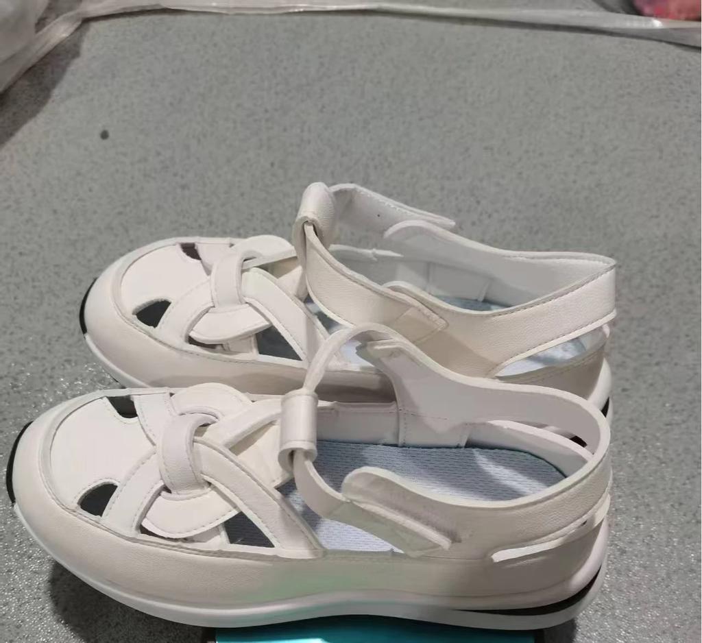 2025 High Quality Ladies Shoes Buckle Strap Women's Sandals New Closed Toe Office and Career Summer Solid Wedge Sandals Zapatos