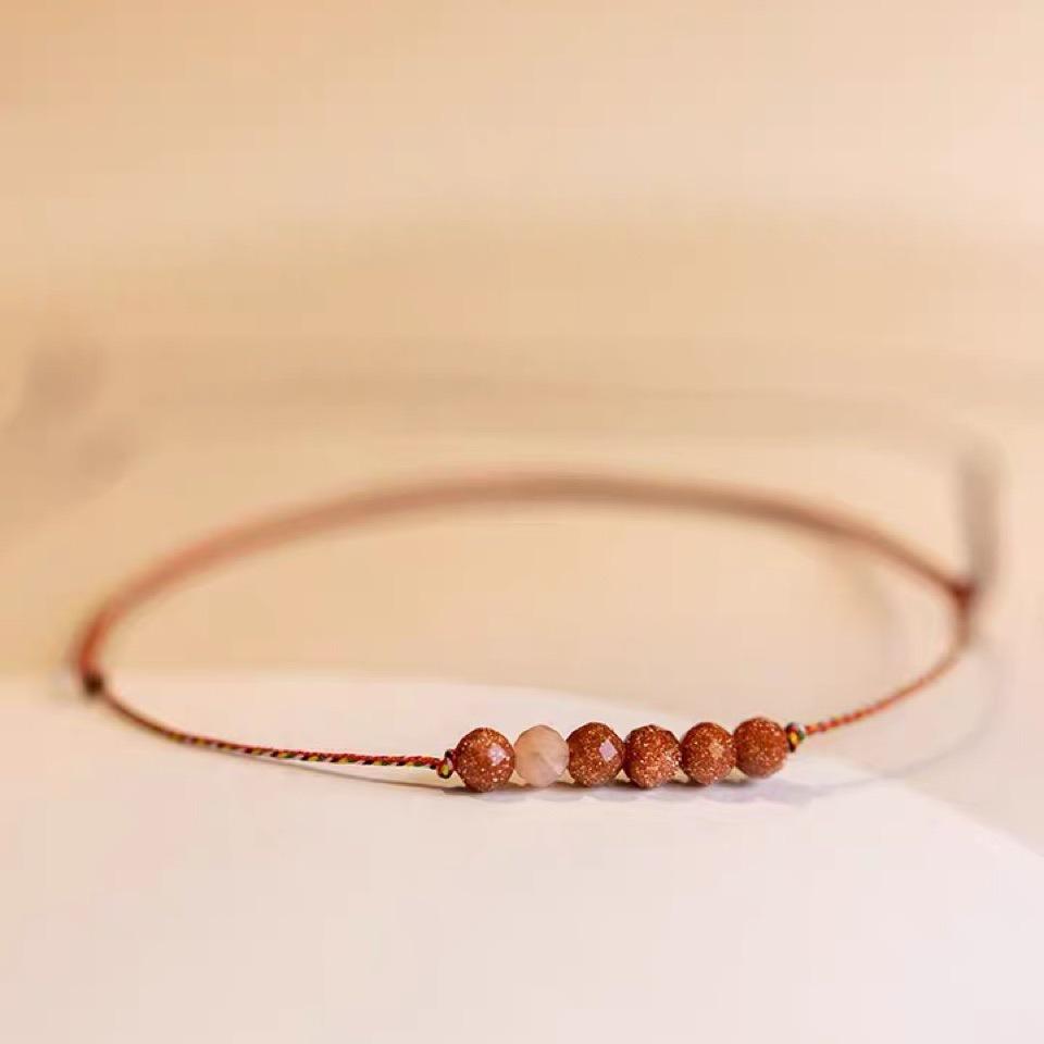 Venus Piatra Soarelui Gresie Aurie Portocalie Mini Brățară de Mână pentru Femei Cadou