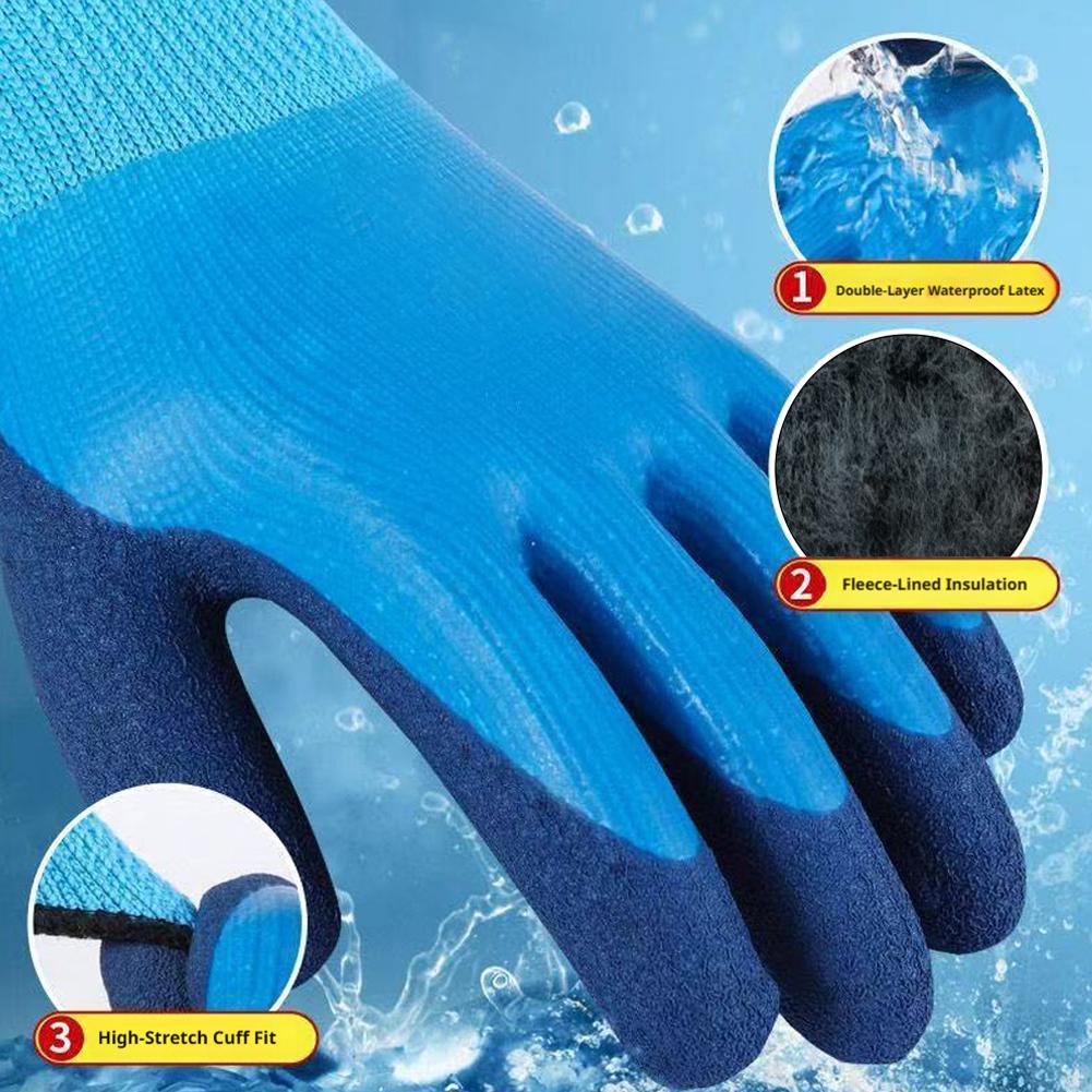 Thermal Fishing Gloves Two-Ply Thermal Lining Fully Coated Waterproof For Cold Weather Salt & Fresh Water For Kids