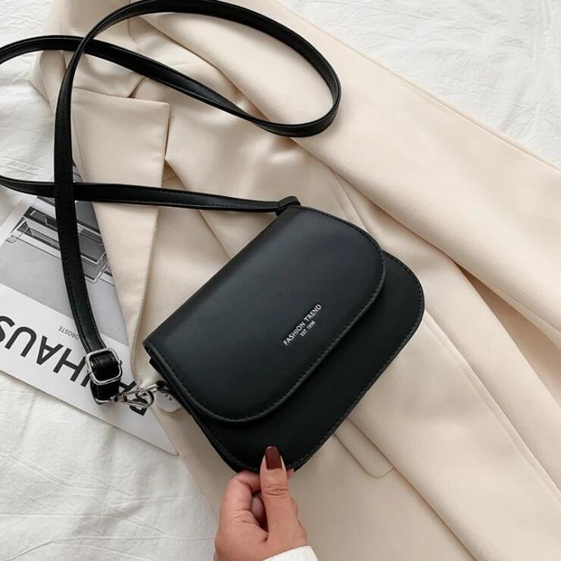 Sac à bandoulière de selle en cuir PU pour femmes, sac à main Simple à rabat de couleur unie, pochette