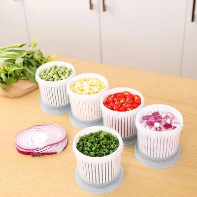 Kitchen Refrigerator Organizer Round Storage Drain Sealed Box for Ginger Garlic Onion Refrigerator Food Crisper Debris Dropship
