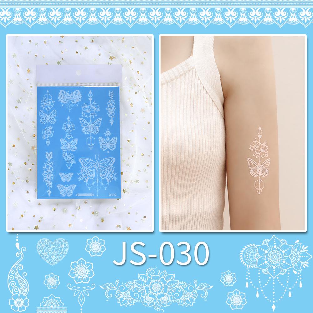 Cross-Border Stylish White Tattoo Face & Collarbone Stickers - Hand-Painted Henna Style, Disposable 158x120 mm