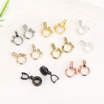 2Pcs 18K Gold Plated Inlaid Zircon Connector Clasps Brass Pendant Bail Clasp Jewelry Making Diy Handmade Necklace Making