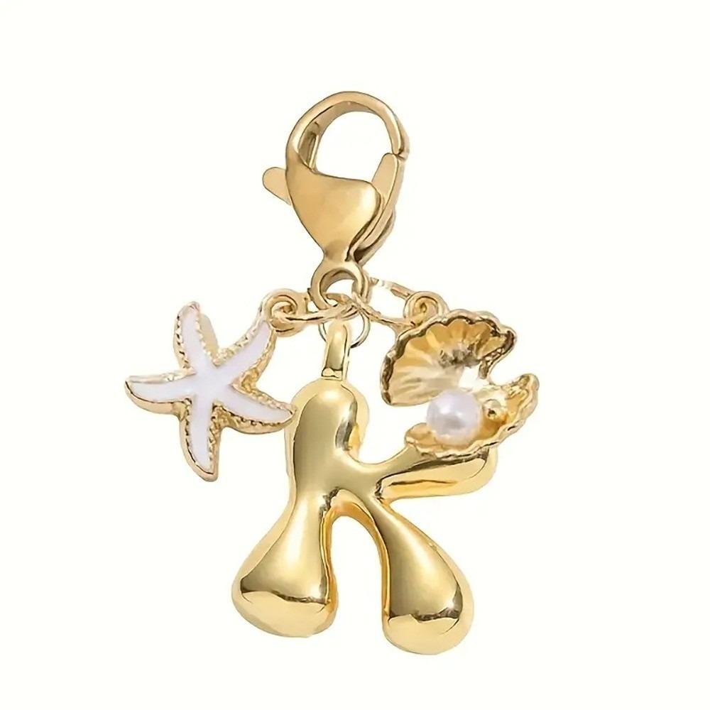 Golden 26 Letters Keychain Retro Backpack Pendant Unisex Bag Charm Friends