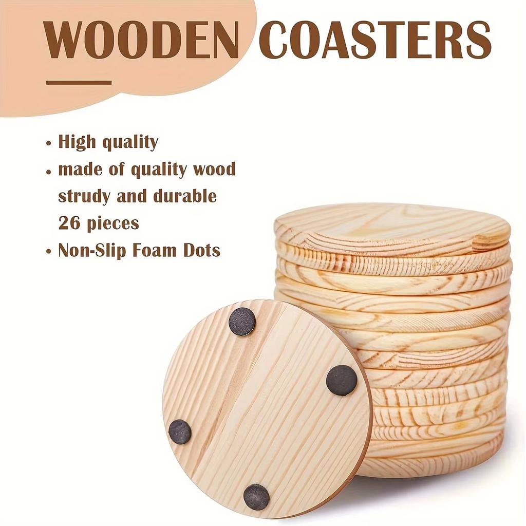 Solid Wood Coasters with Logo Engraving Square Round Heart Shapes Wooden Coasters for Home Use Heat-Insulating Wooden Coasters