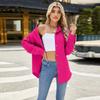 Spring and Autumn Women's Shirt Solid Colour Striped Lapel Button Long Sleeve Loose Top