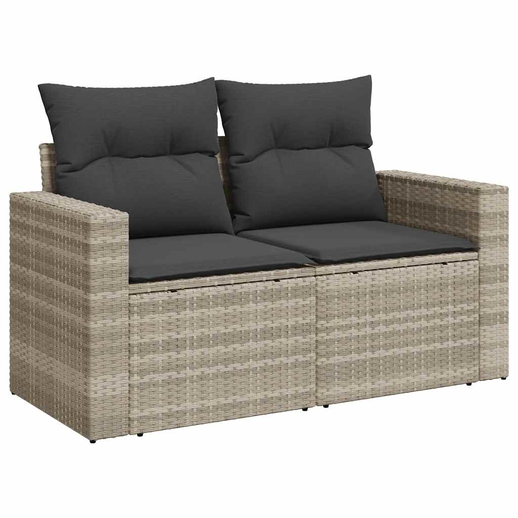 Vidaxl 9-Cz. Garden Furniture Set, Cushions, Light Grey Poly Rattan
