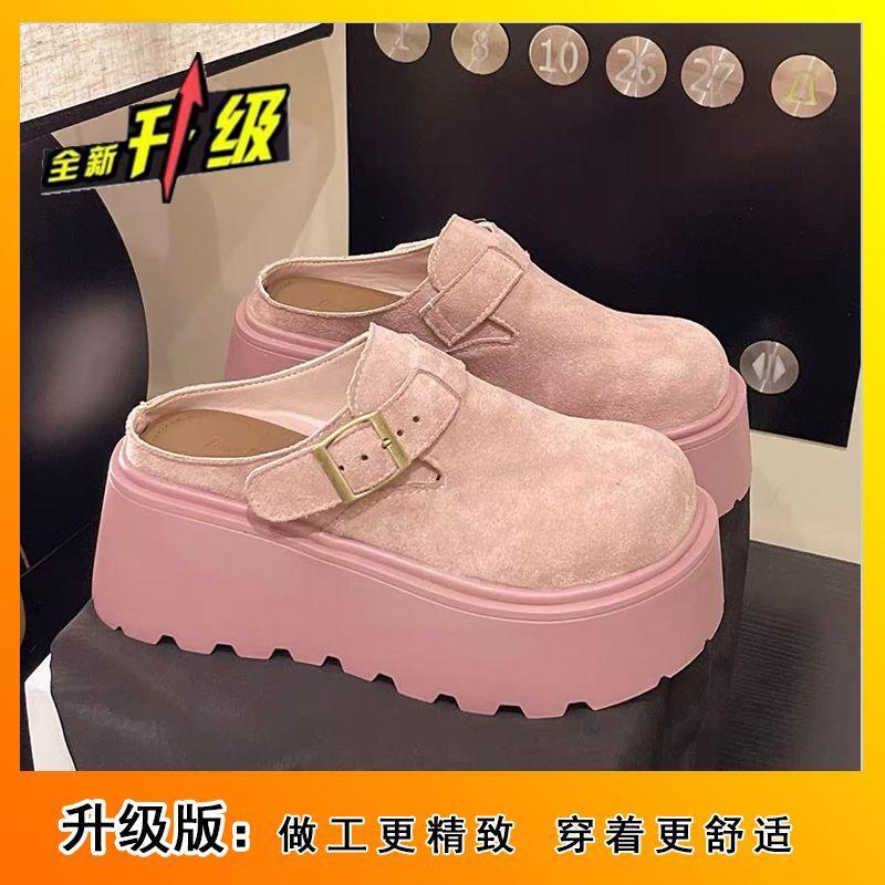 Thick-soled Heightening Outer Wear Sandals Single Shoes Spring and Summer New One-pedal Lai Ren Baotou Half Slippers Women