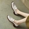 British style soft leather thick heel spring and autumn new soft sole small leather shoes medium heel single shoes