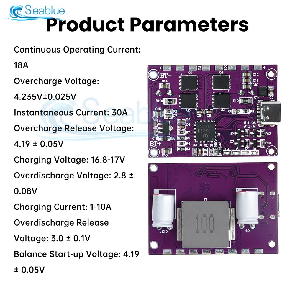 IP2368 PD 100W Fast Charging Module Bidirectional Buck-Boost Type-C Interface Lithium Battery Power Bank Board for Laptops Phone
