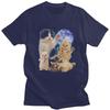 Cute Kittens Cat Moon Cosmic Printed T Shirt for Unisex Pure Cotton Tshirts Fashion Streetwaer Short Sleeve Tee Shirt