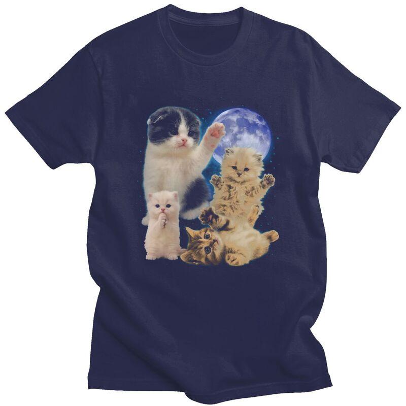 Cute Kittens Cat Moon Cosmic Printed T Shirt for Unisex Pure Cotton Tshirts Fashion Streetwaer Short Sleeve Tee Shirt
