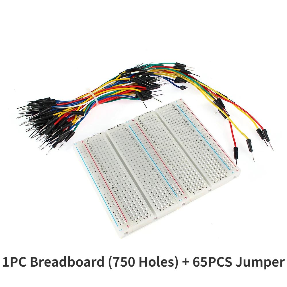 400/750/830Tie solderless breadboard kit,65 U-shaped jumper wires,140pcs electronic wire-Essential for DIY electronic enthusiast