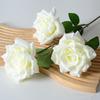 Artificial Rose Flower Realistic Fake Long Stem Rose Bouquet with 3 Heads Blooms for Wedding Centerpiece Home Party Decor