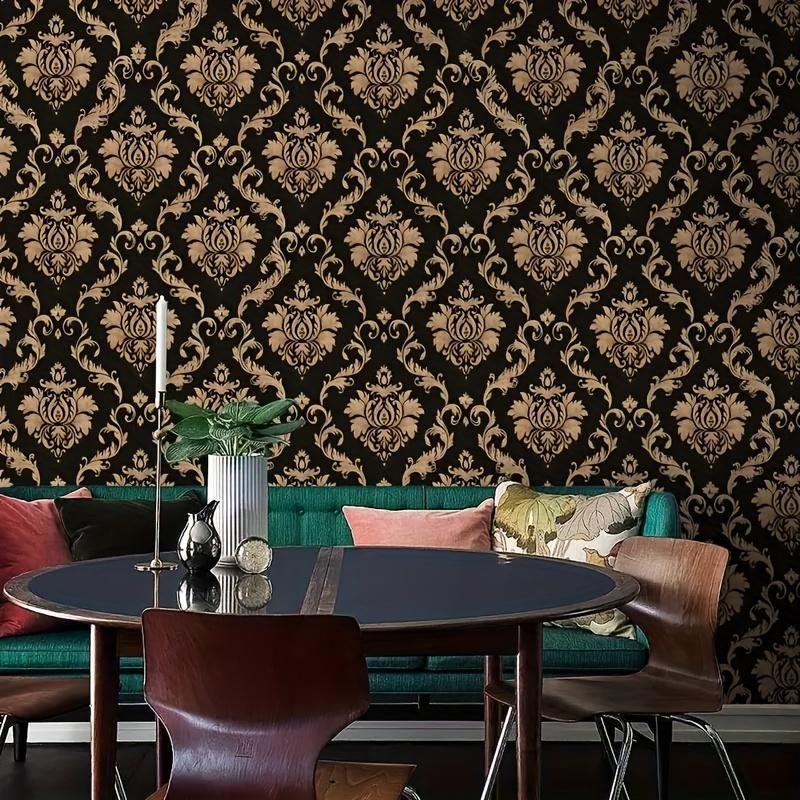 1 Roll Waterproof European Wallpaper Self Adhesive Flower Pattern for Hotel Bedroom Dormitory Home Wall Decor