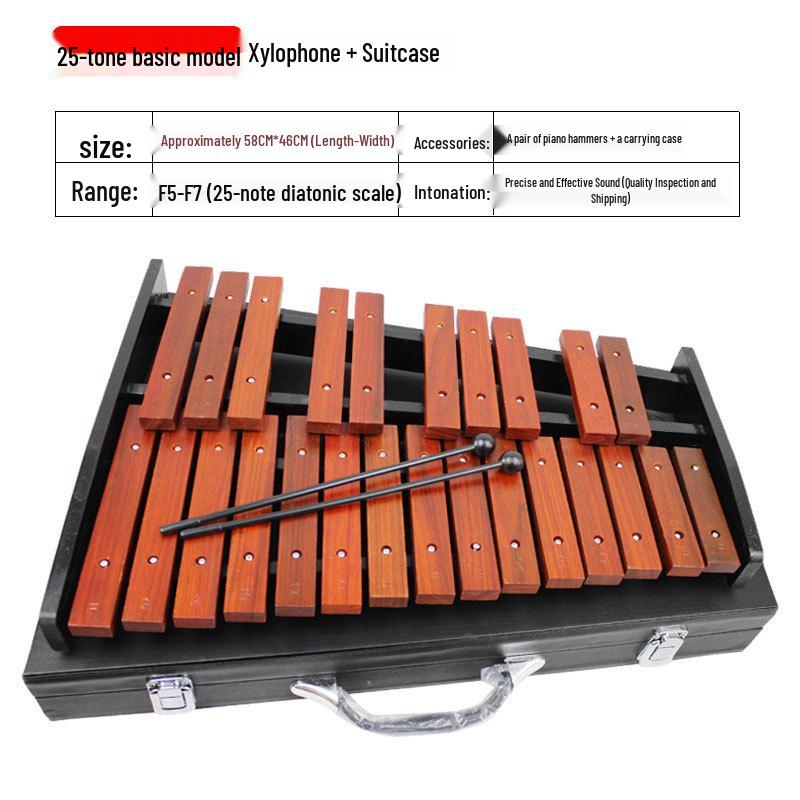 Professional Marimba Rosewood & Aluminum Xylophone, 32-37 Tone Percussion Steel Tongue Drum