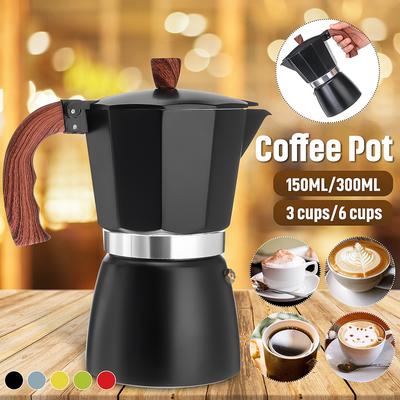 150ml/300ml Kahve Makinesi Alüminyum Moka Espresso Perkolatör Cezve Kahve Makinesi Siyah/Mavi Moka Pot Ocak Üstü Kahve Makinesi 3 fincan/6 fincan
