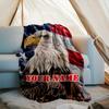 1PC Custom Name Eagle Pride American Flag Outdooor Flannel Blankets Patterns Throw Blanket All-Season Soft Gift for Couch, Bed, Camping Gifts
