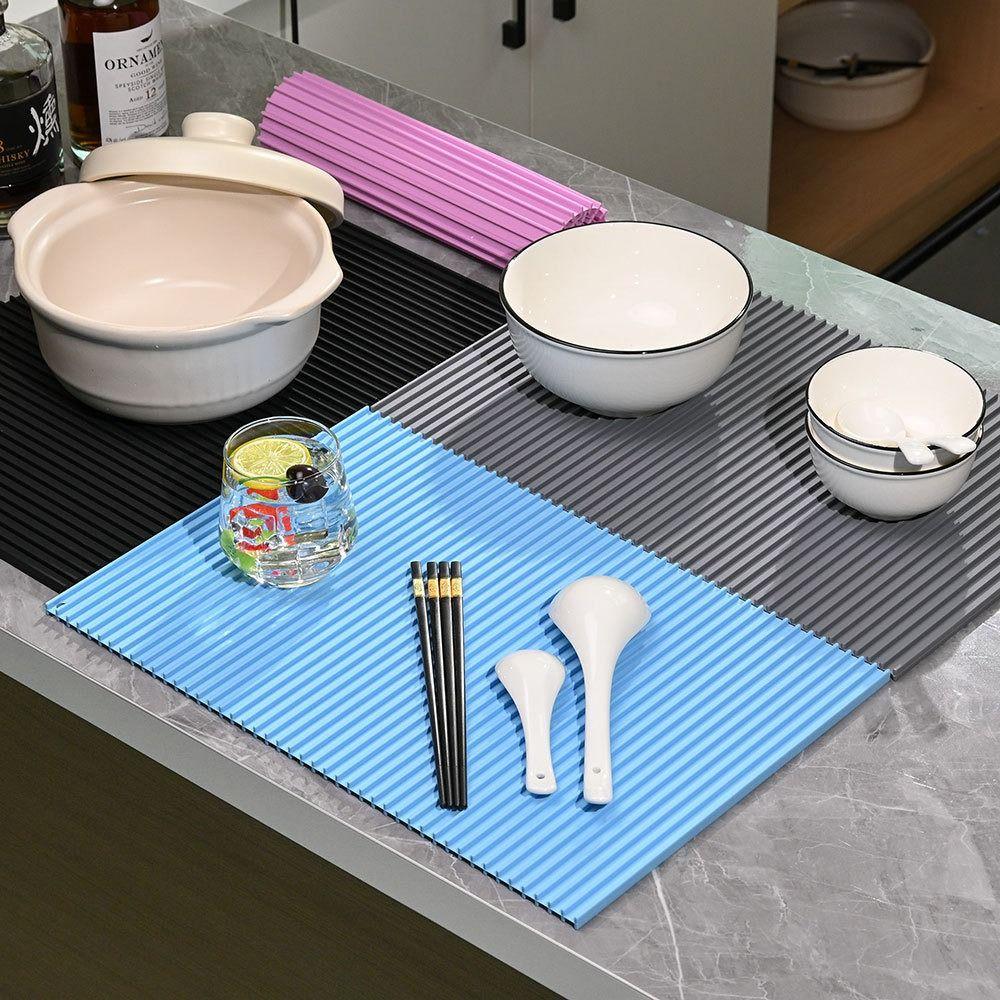 Food Grade Silicone Kitchen Mat Rectangle Kitchen Heat Resistant Mat  Desktop Decoration